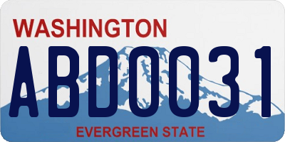 WA license plate ABD0031