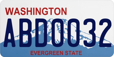WA license plate ABD0032