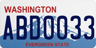 WA license plate ABD0033