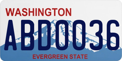 WA license plate ABD0036