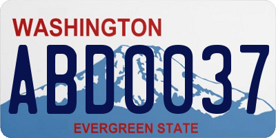 WA license plate ABD0037
