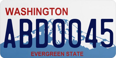 WA license plate ABD0045