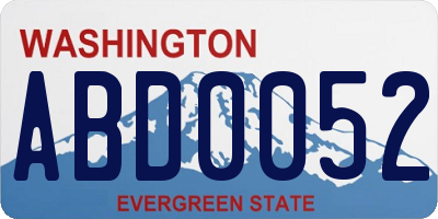 WA license plate ABD0052