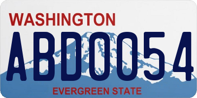 WA license plate ABD0054