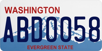 WA license plate ABD0058