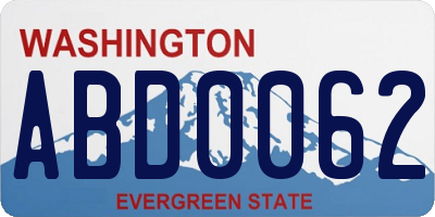 WA license plate ABD0062