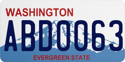 WA license plate ABD0063