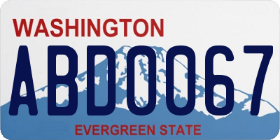 WA license plate ABD0067