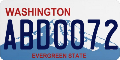 WA license plate ABD0072