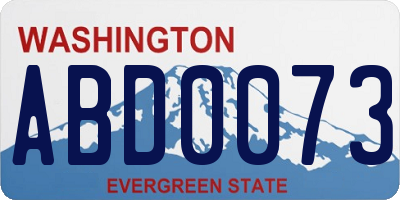 WA license plate ABD0073