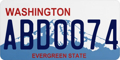 WA license plate ABD0074