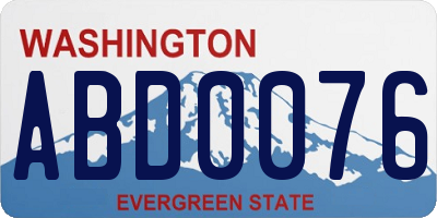 WA license plate ABD0076