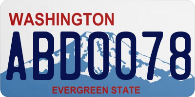 WA license plate ABD0078