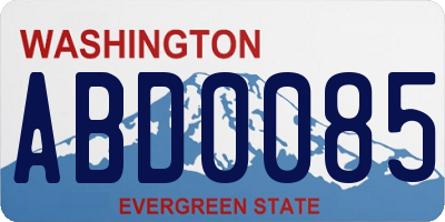 WA license plate ABD0085