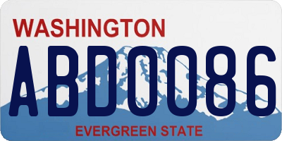 WA license plate ABD0086