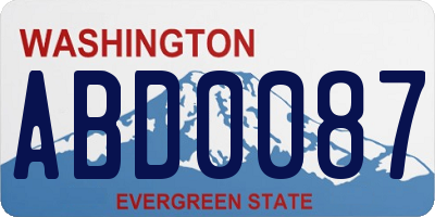 WA license plate ABD0087