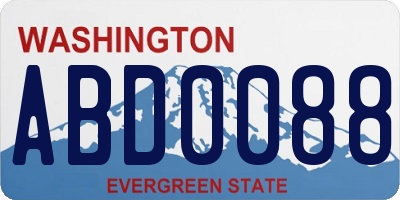 WA license plate ABD0088
