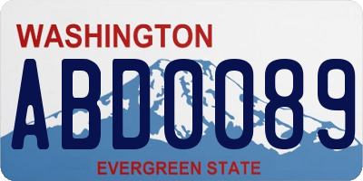 WA license plate ABD0089
