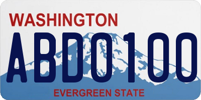 WA license plate ABD0100