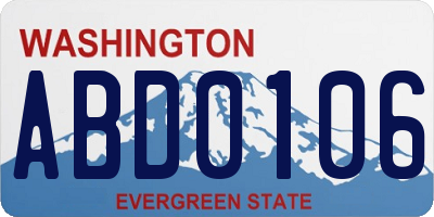 WA license plate ABD0106