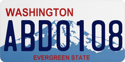 WA license plate ABD0108