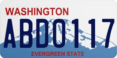 WA license plate ABD0117