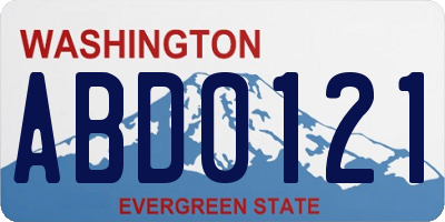 WA license plate ABD0121
