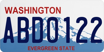 WA license plate ABD0122
