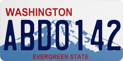 WA license plate ABD0142