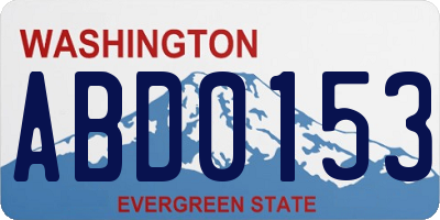 WA license plate ABD0153