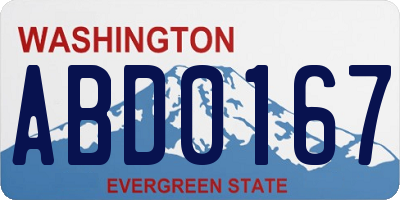 WA license plate ABD0167