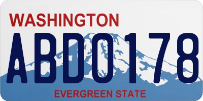 WA license plate ABD0178