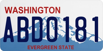 WA license plate ABD0181