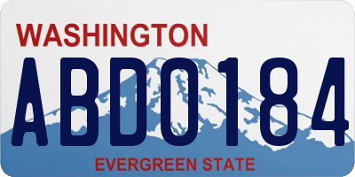 WA license plate ABD0184