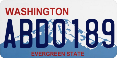 WA license plate ABD0189