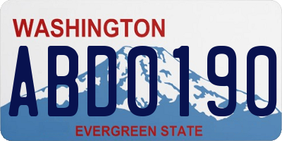 WA license plate ABD0190