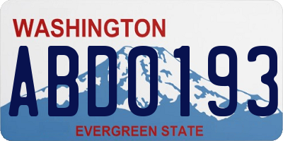 WA license plate ABD0193