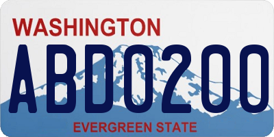 WA license plate ABD0200