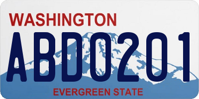 WA license plate ABD0201