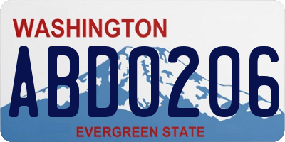 WA license plate ABD0206