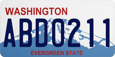 WA license plate ABD0211