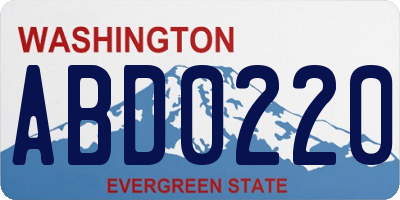 WA license plate ABD0220