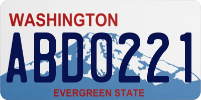 WA license plate ABD0221