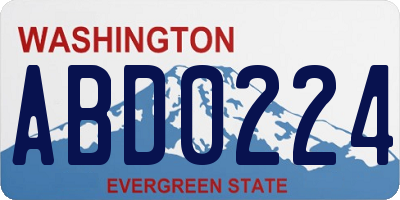 WA license plate ABD0224