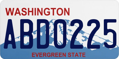 WA license plate ABD0225