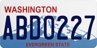 WA license plate ABD0227