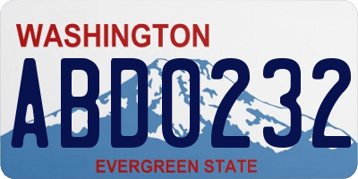 WA license plate ABD0232