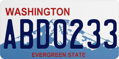 WA license plate ABD0233