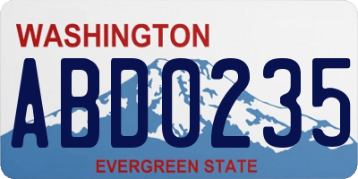 WA license plate ABD0235