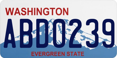 WA license plate ABD0239